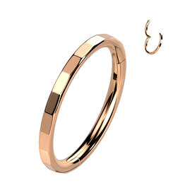 Rose Gold 3mm - Titanium  Hoop Ring With Outward Facing Rectangular Facets 16G