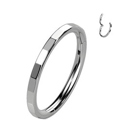 Silver 3mm - Titanium Hoop Ring With Outward Facing Rectangular Facets 16G