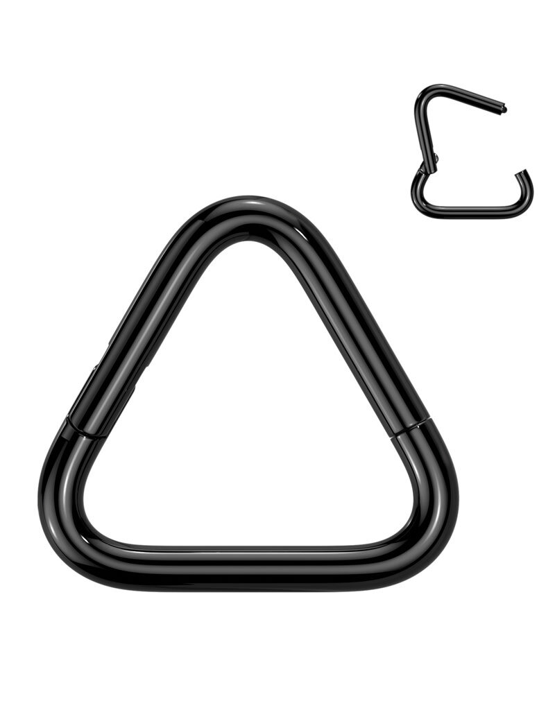 Black 3mm - Implant Grade Titanium Triangle Hinged Segment Hoop Ring