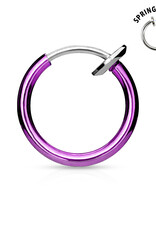 Purple Spring Action Titanium Stainless Steel Non-Piercing Septum, Ear and Nose Hoop