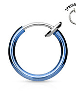 Blue Spring Action Titanium Stainless Steel Non-Piercing Septum, Ear and Nose Hoop