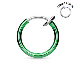 Green Spring Action Titanium Stainless Steel Non-Piercing Septum, Ear and Nose Hoop