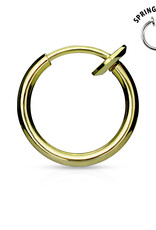 Gold Spring Action Titanium Stainless Steel Non-Piercing Septum, Ear and Nose Hoop