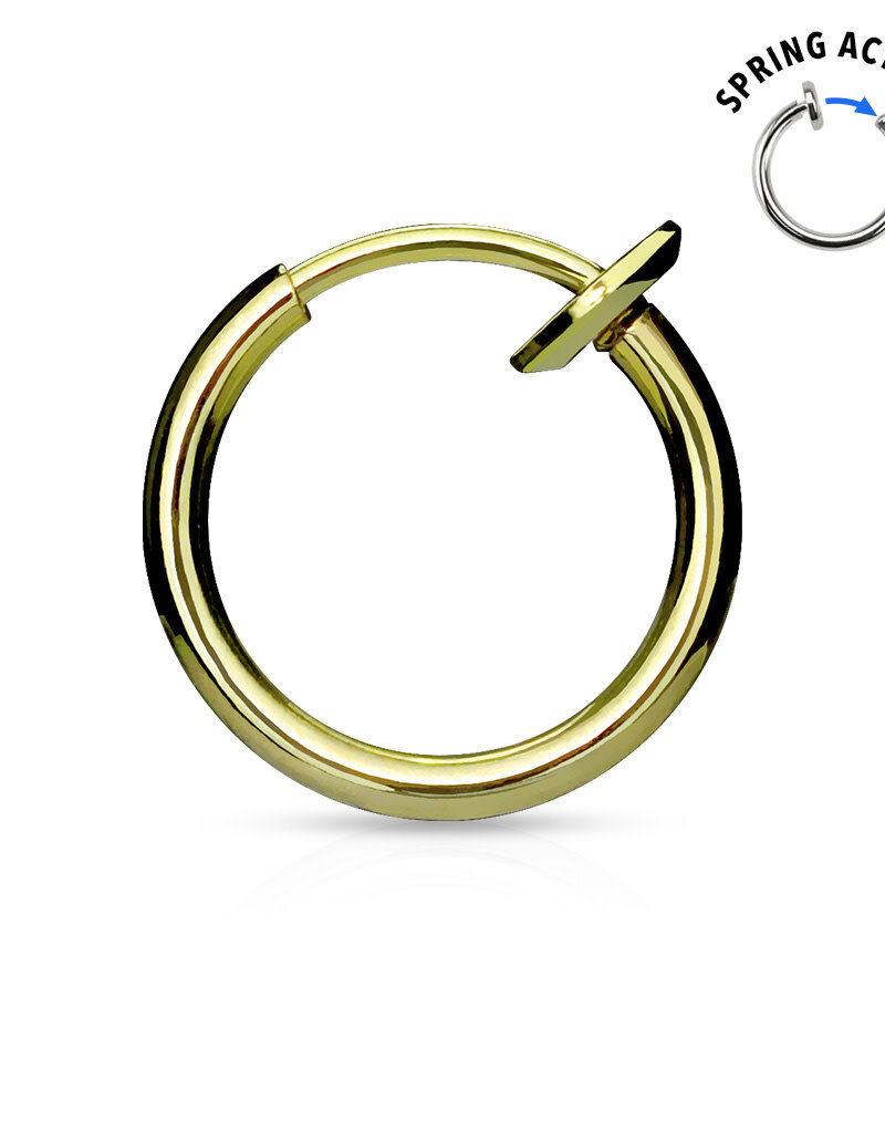 Gold Spring Action Titanium Stainless Steel Non-Piercing Septum, Ear and Nose Hoop