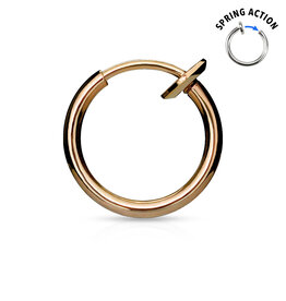 Rose Gold Spring Action Titanium Stainless Steel Non-Piercing Septum, Ear and Nose Hoop