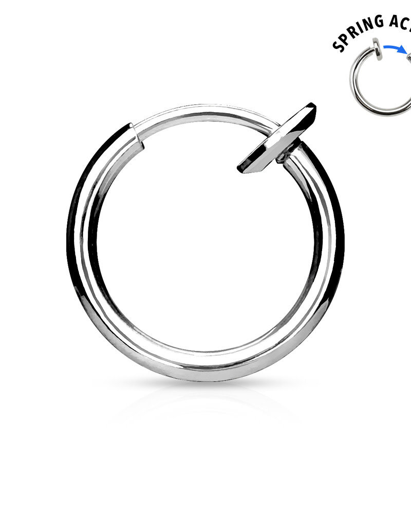 Silver Spring Action Titanium Stainless Steel Non-Piercing Septum, Ear and Nose Hoop