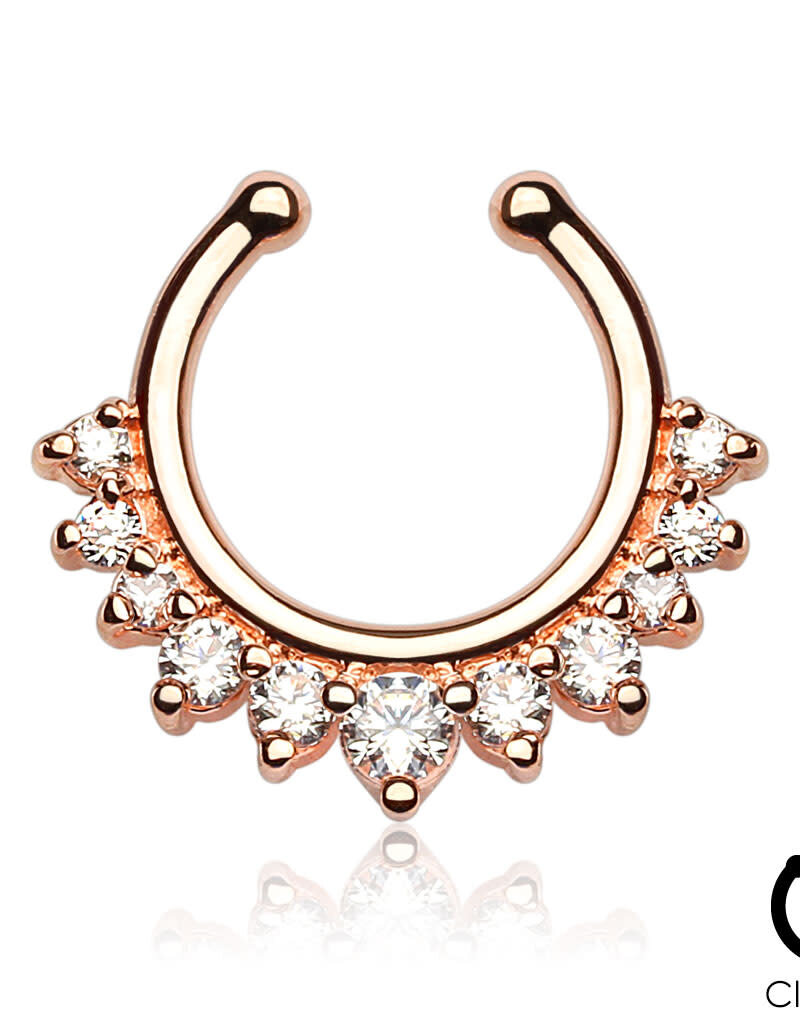 Rose Gold Single Line with Multi Gems Non-Piercing Septum Hanger