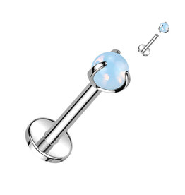 Opalite Implant Grade Titanium Internally Threaded Labret With Claw Set Natural Stone Top 16GA