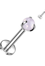 Opalite Pink Implant Grade Titanium Internally Threaded Labret With Claw Set Natural Stone Top 16GA