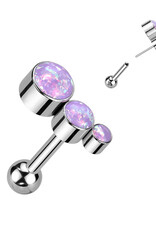 Cartilage Barbell With Descending Bezel - Opal Purple 16G