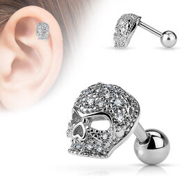 Skull Cartilage/Tragus Barbells - Clear 16G