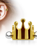Crown Cartilage/Helix Cuff Barbell - Gold 16G