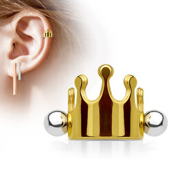 Crown Cartilage/Helix Cuff Barbell - Gold 16G