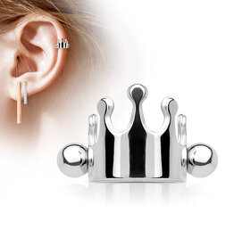 Crown Cartilage/Helix Cuff Barbell -Steel 16G