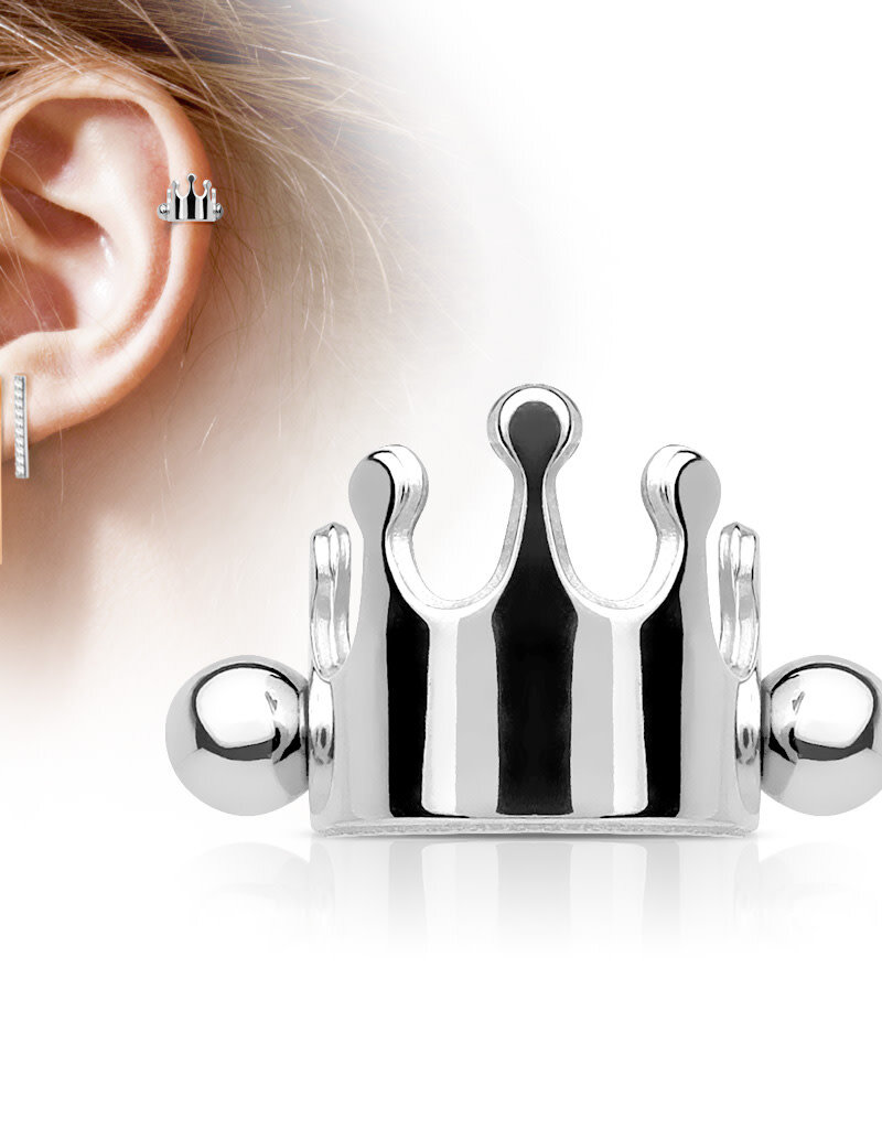 Crown Cartilage/Helix Cuff Barbell -Steel 16G
