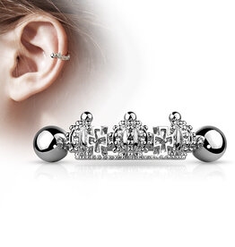 Surgical Steel Triple Crown Helix Cuff Barbell - Clear 16G