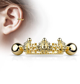 Surgical Steel Triple Crown Helix Cuff - Gold 16G