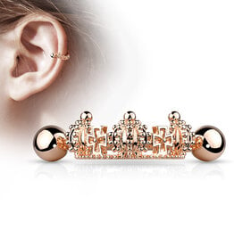 Surgical Steel Triple Crown Helix Cuff - Rose Gold 16G