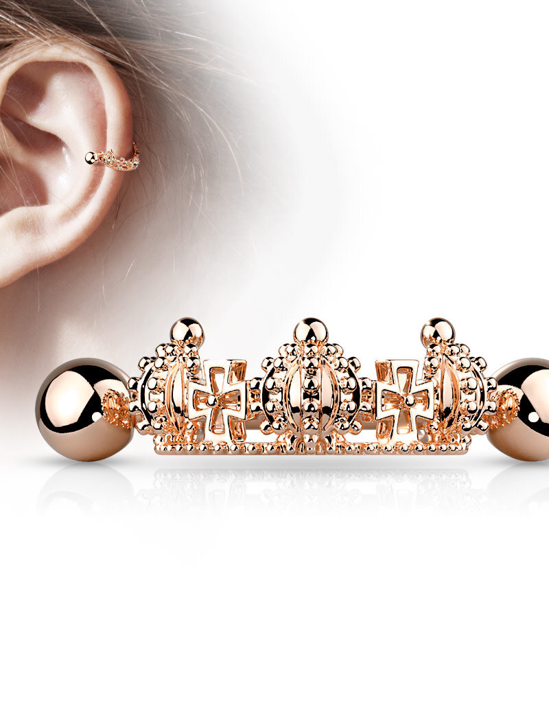 Surgical Steel Triple Crown Helix Cuff - Rose Gold 16G