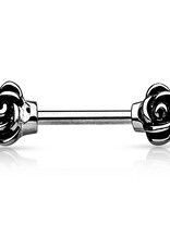 Casted Flower Nipple Bar - Steel 14G