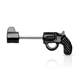 Revolver Pistol Nipple Rings - Black 14G