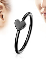 Heart Nose Ring - Black 20G
