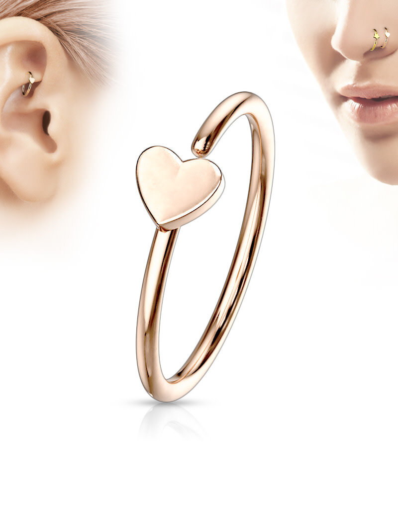 Heart Nose Ring - Rose Gold 20G