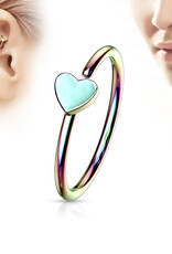 Heart Nose Ring - Rainbow 20G