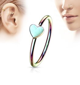 Heart Nose Ring - Rainbow 20G