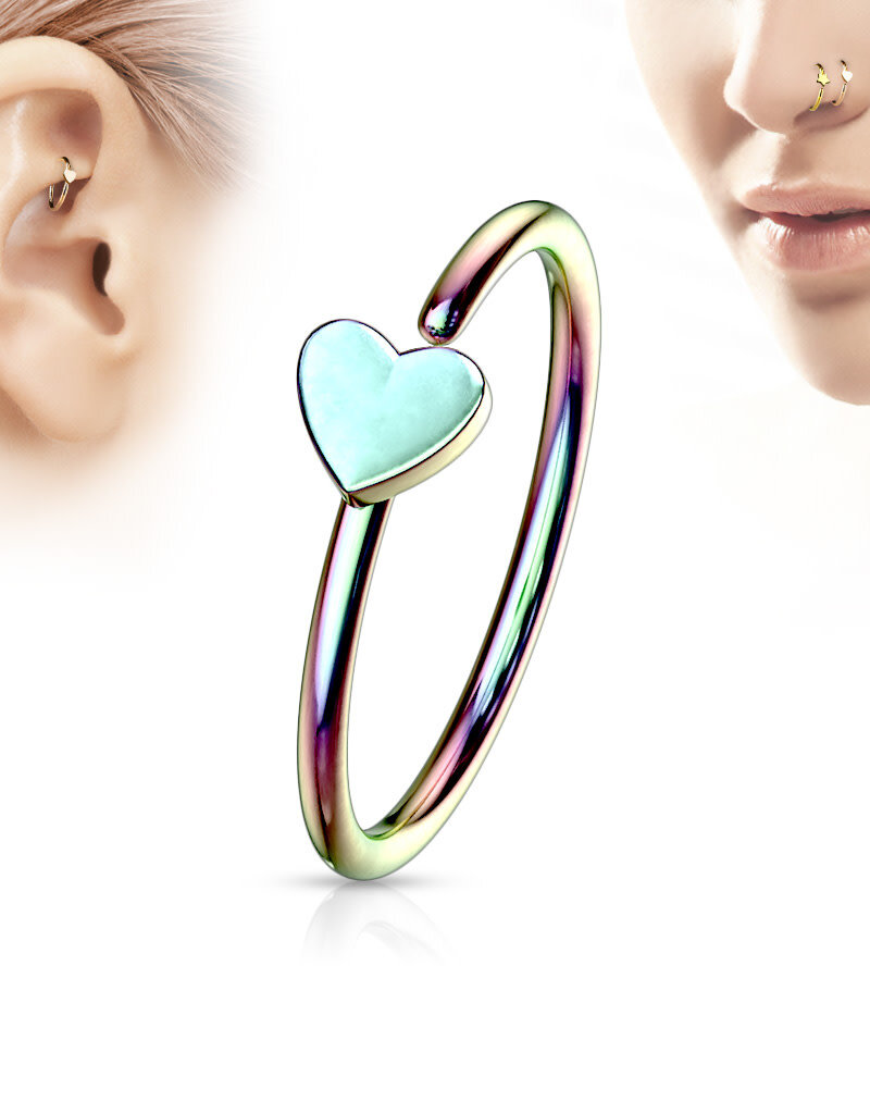 Heart Nose Ring - Rainbow 20G
