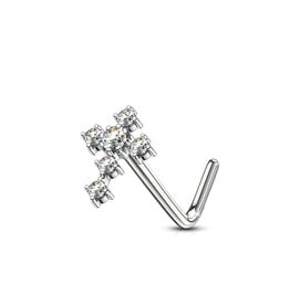 Cross L Bend Nose Stud -  Clear 20G