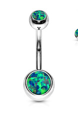 Opal Jewel Belly Button Ring - Opal Green 14G