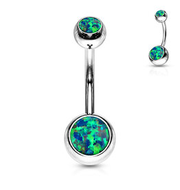 Opal Jewel Belly Button Ring - Opal Green 14G