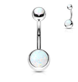 Opal Jewel Belly Button Ring - Opal White 14G