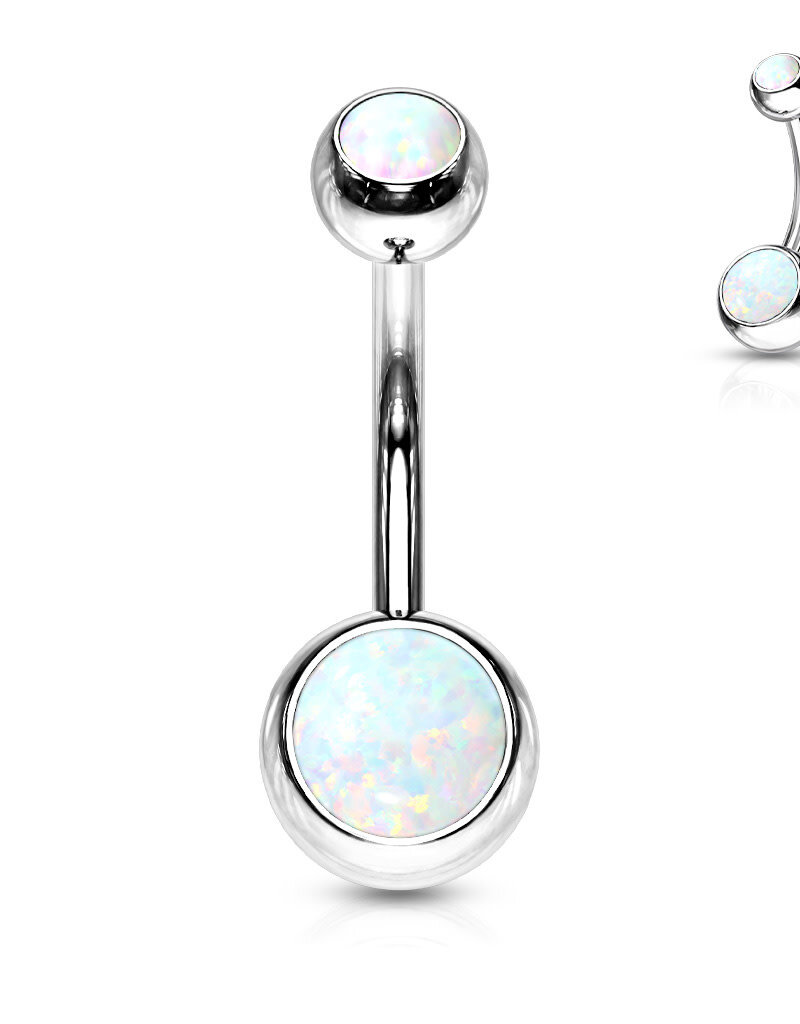 Opal Jewel Belly Button Ring - Opal White 14G