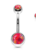 Opal Jewel Belly Button Ring - Opal Red 14G