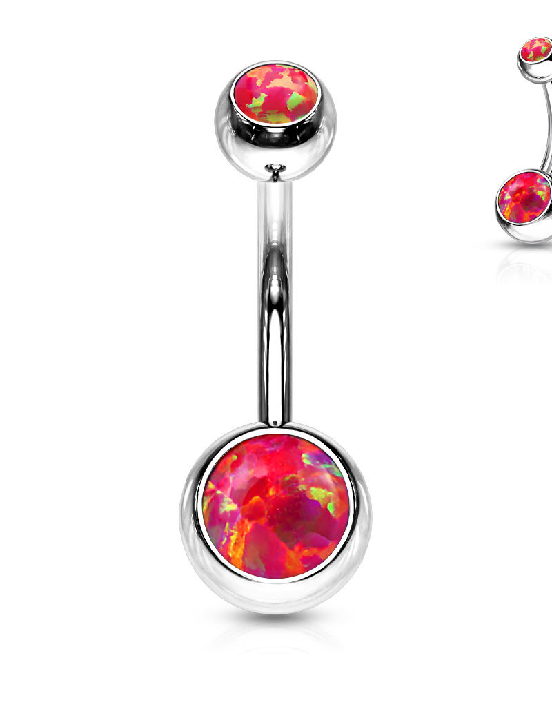 Opal Jewel Belly Button Ring - Opal Red 14G