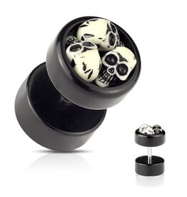 Fake Plug With Skulls - Black