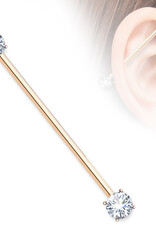 Hollywood Body Jewelry RoseGold Surgical Steel Industrial Barbell 38mm