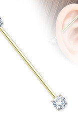 Hollywood Body Jewelry Gold Surgical Steel Industrial Barbell 38mm