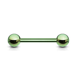 Hollywood Body Jewelry titanium Industrial Barbell green 14G