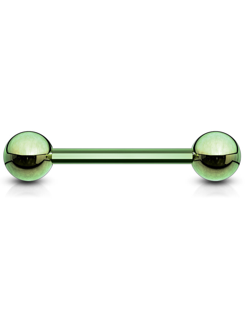 Hollywood Body Jewelry titanium Industrial Barbell green 14G