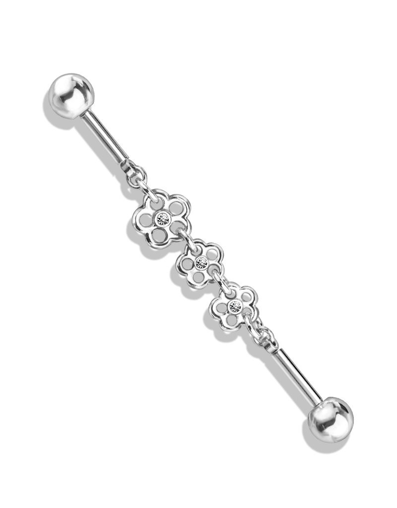 Hollywood Body Jewelry Flower Chain Industrial Barbell 38mm