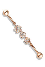 Hollywood Body Jewelry Rose Gold Flower Chain Industrial Barbell 38mm