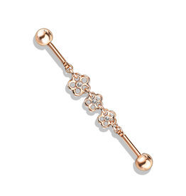 Hollywood Body Jewelry Rose Gold Flower Chain Industrial Barbell