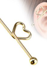 Hollywood Body Jewelry Titanium Heart Industrial Barbell Gold 38mm