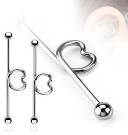 Hollywood Body Jewelry Steel Heart Industrial Barbell 38mm