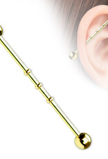 Hollywood Body Jewelry Industrial Barbell gold triple ridge