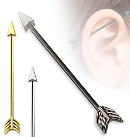 Hollywood Body Jewelry Arrow Industrial Barbell GOLD 38mm