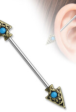 Hollywood Body Jewelry Arrow Blue Center Industrial Barbell 38mm